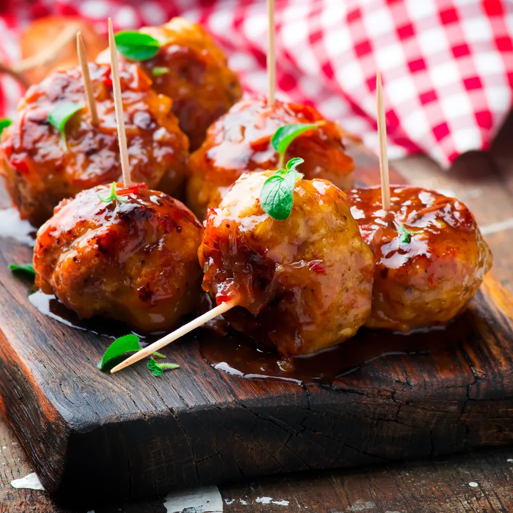 BOULETTES DE POULET SUCRÉES PIQUANTES (250g/pers)