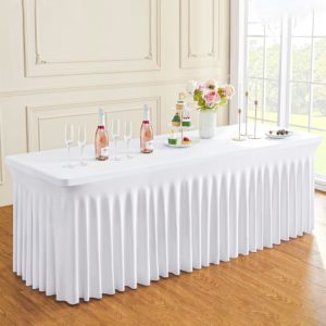 NAPPE BLANCHE HOUSSE RECTANGULAIRE JUPE EXTENSIBLE 60 CM L X 200 CM L