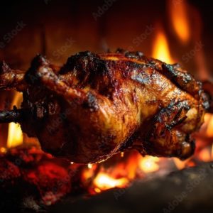 POULET ENTIER CUIT AU FEU DE BOIS