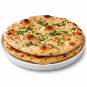 Deux pièces de CHEESE NAN (accompagnement, 130g par portion, commande minimum 5) sont empilées sur une assiette blanche sur fond blanc.