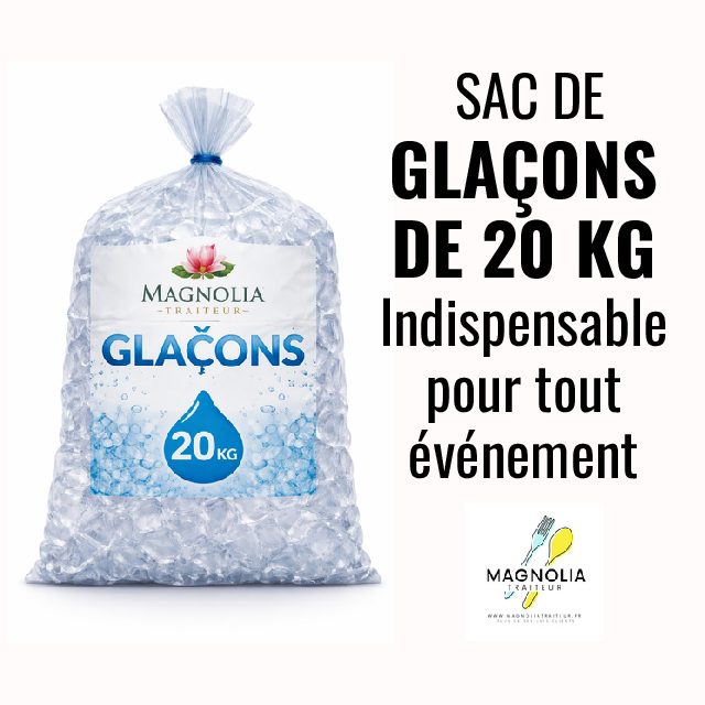 SAC DE GLACONS DE 20 KG (Pour remplir la vasque et refroidir les bouteilles)