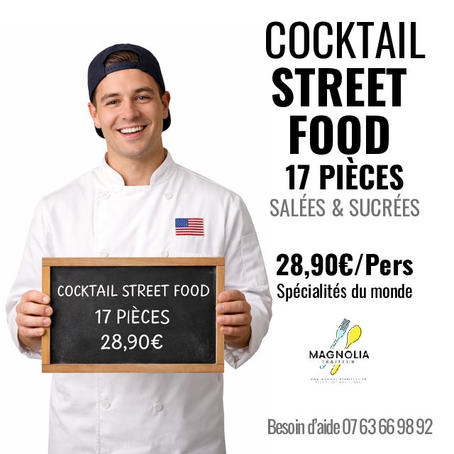 COCKTAIL STREET FOOD (17 pièces salées et sucrées)