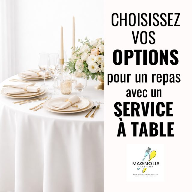 CHOISISSEZ VOS OPTIONS POUR VOTRE REPAS SERVI À TABLE.