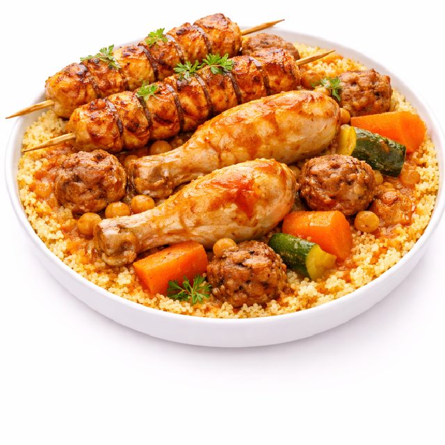 COUSCOUS CUISSE DE POULET ET BOULETTES DE POULET