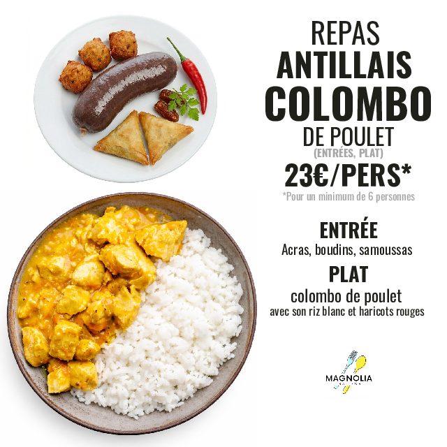 COLOMBO DE POULET  (Entrée + plat -Pour minimum 6 personnes)