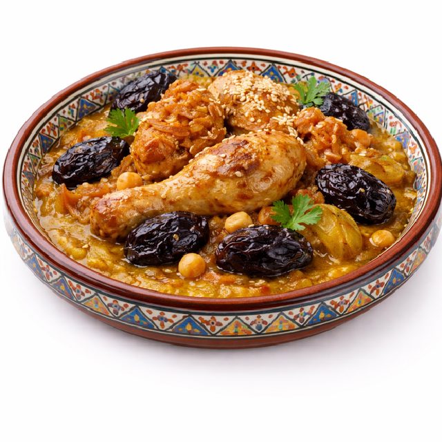 TAJINES POULET AUX PRUNEAUX ET AUX AMANDES