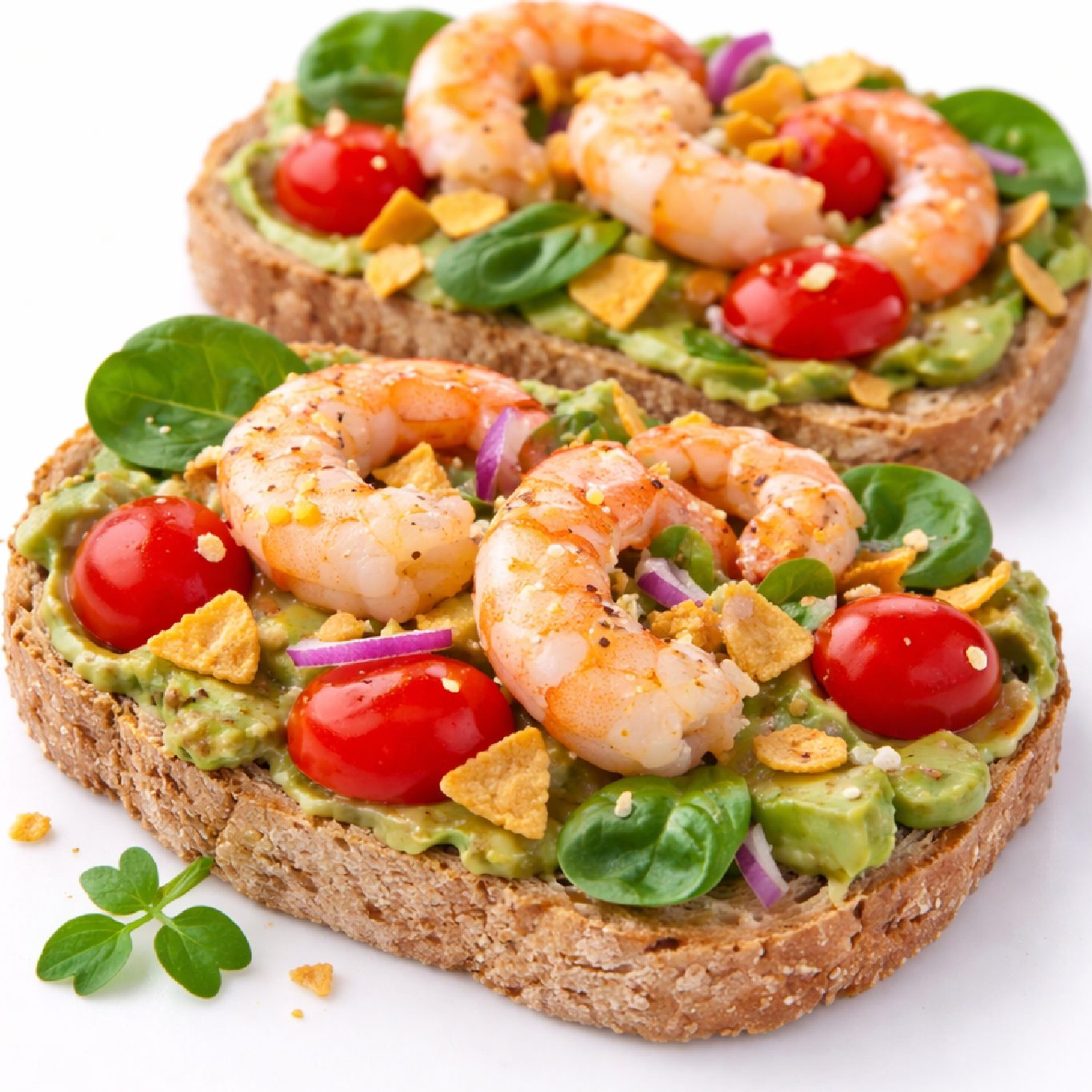 TOAST DE PLANTAIN À L'AVOCAT ET AUX CREVETTES (Plateau de 10 pièces)